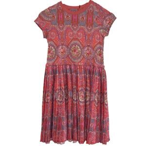 Oilily Pink Paisley Pleated Thousand Jersey Dress
